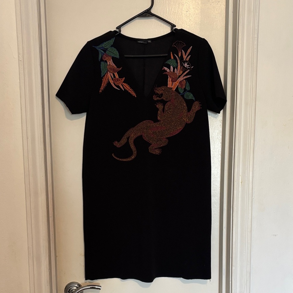 Zara Embroidered Black Dress